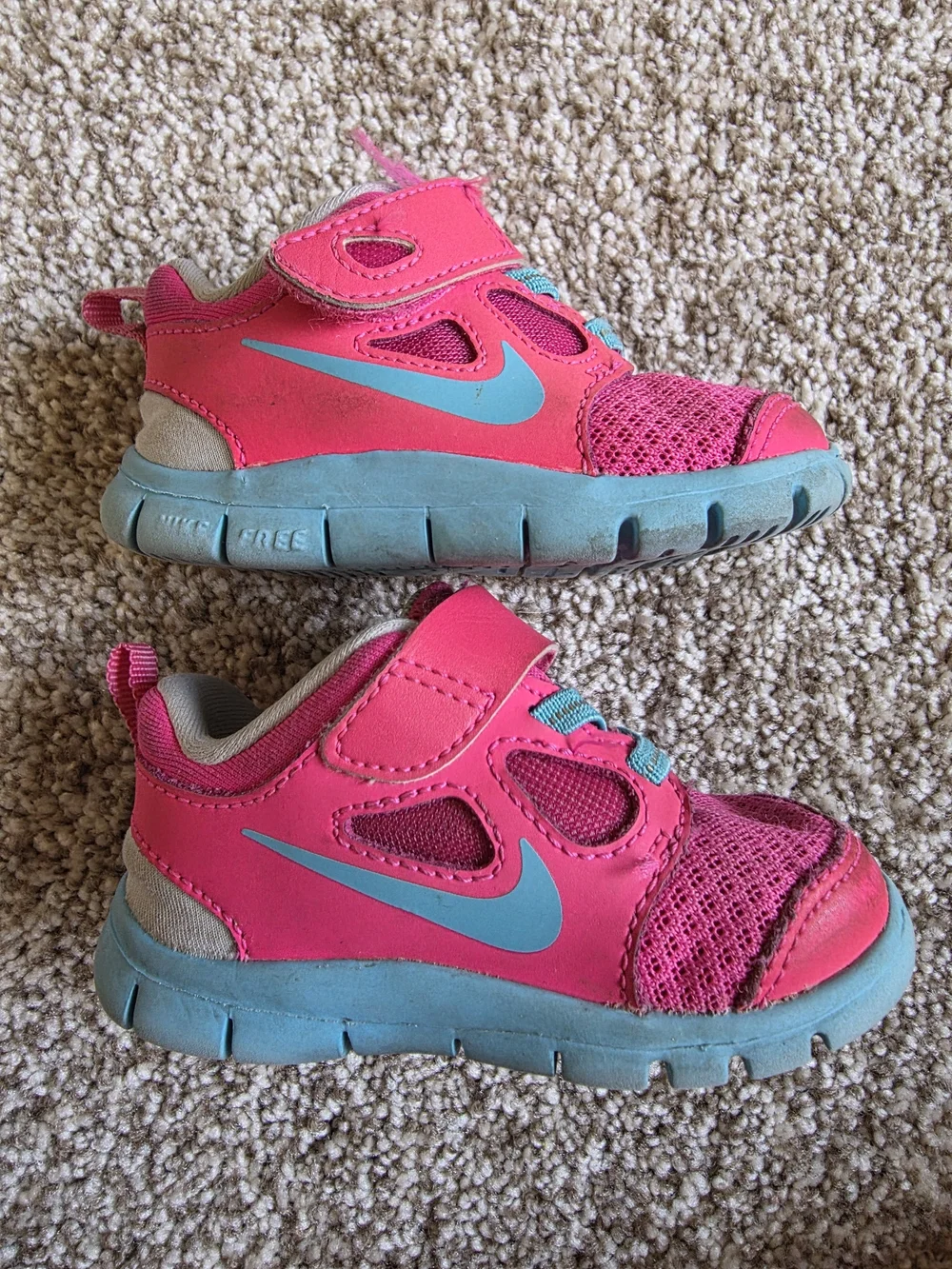 Nike Kids' Pink Athletic Sneakers with Teal Accents